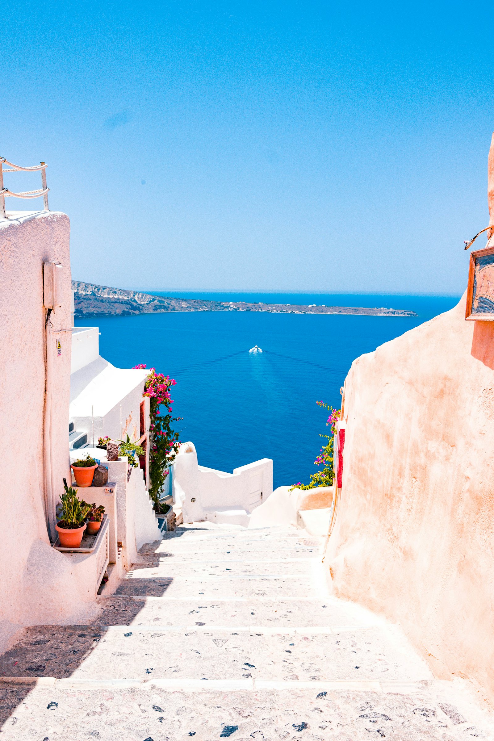 Whitewashed steps to the sea