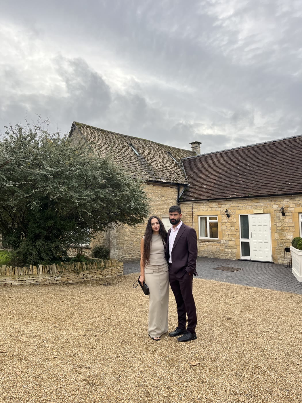 Rohan and Natalie dressed up for an evening out
