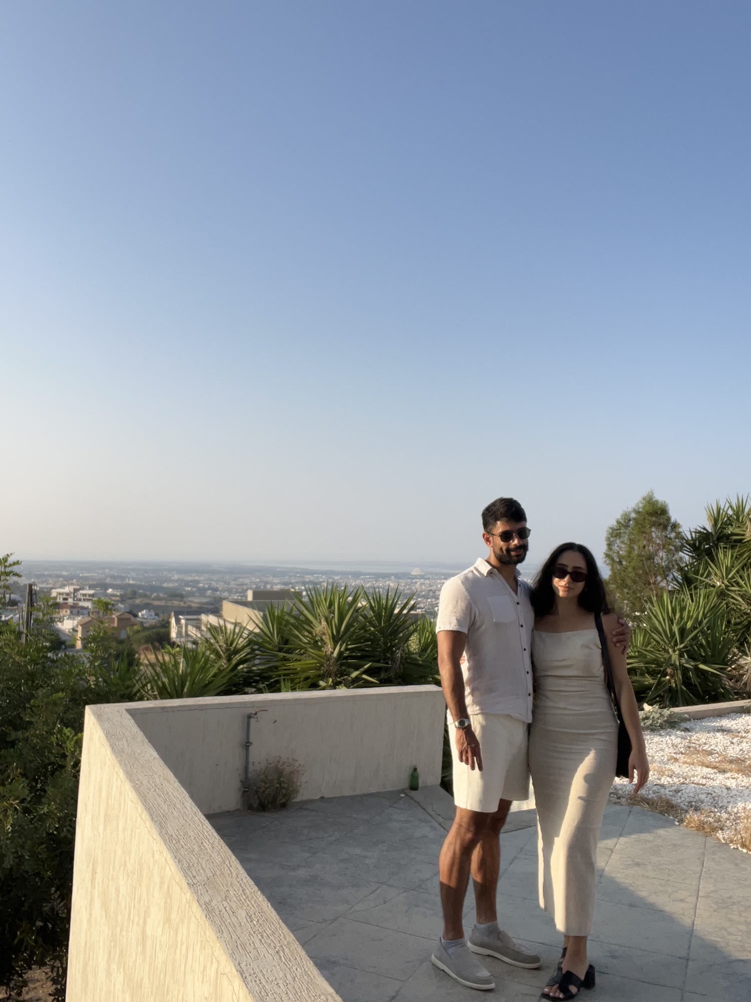 Rohan and Natalie above the Limassol coastline
